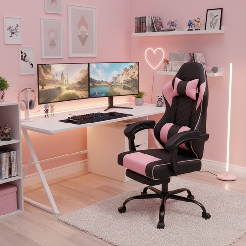 Gaming chair with leather - with,