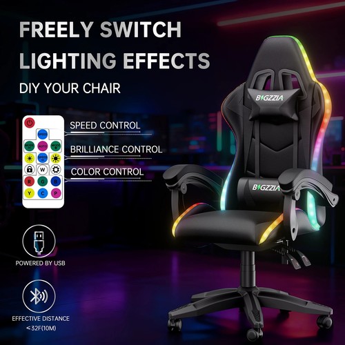 High back rgb gaming chair - back,