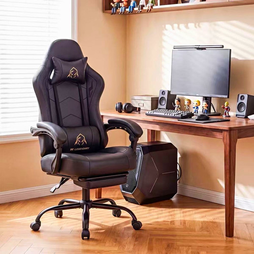 Black faux leather gaming - faux,