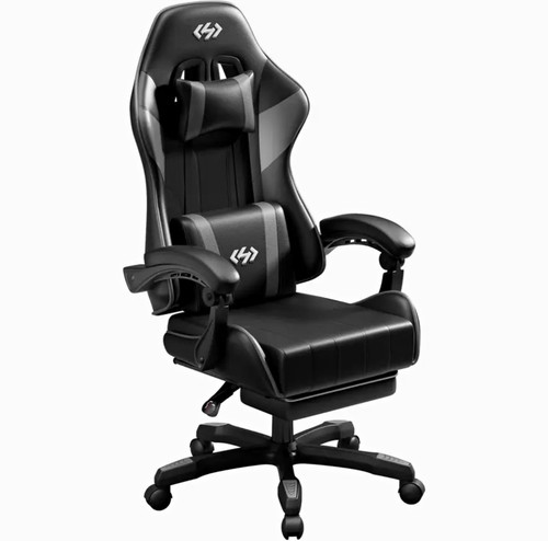 Black faux leather gaming - leather,